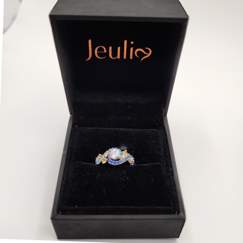 Jeulia Starry Night Van Gogh Swirl Ring 925 Sterling Silver Size 6.25 EUC Gift